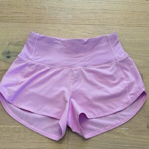 Lululemon Light Pink Lilac Shorts Speedup size 2 highwaist 2.5” inseam